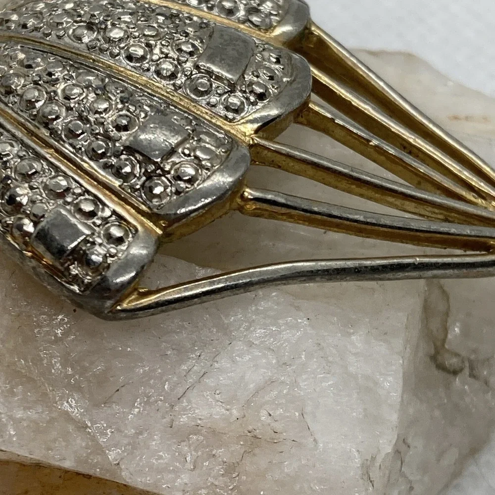 Vintage Lot of 3 Silver Tone Pin Brooch Clear Rhinestone Sarah‎ Coventry Flower